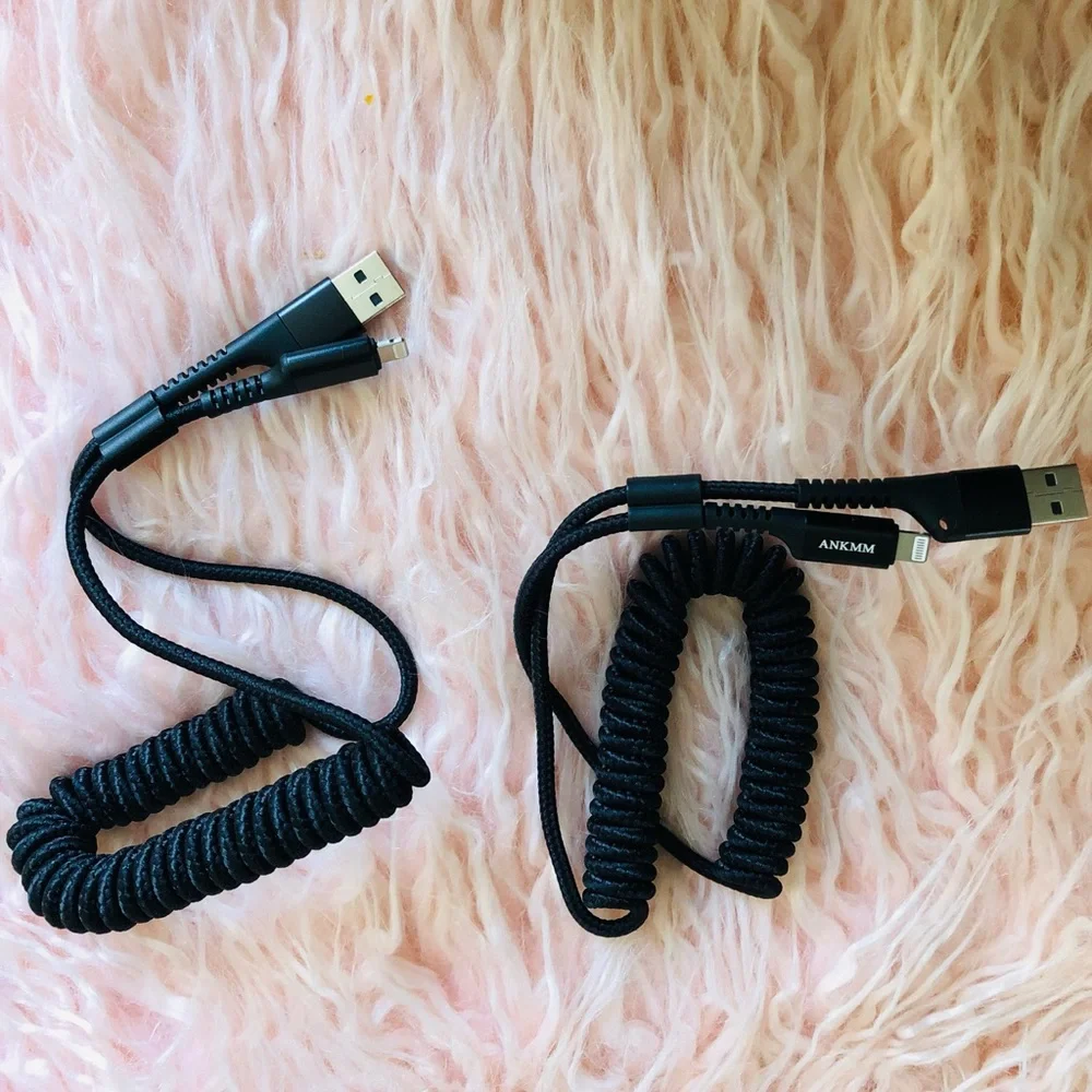 Coiled USB Cable for Car- 2 Qty/Sets